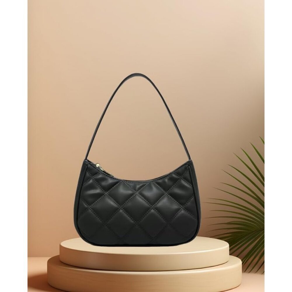 Women’s Black lg  Cute Hobo Tote Handbag Mini Clutch Purse with Zipper Closure - Picture 3 of 4